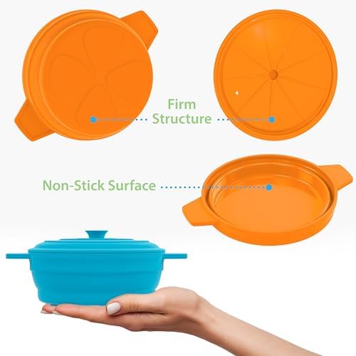 Bakerpan Collapsible Silicone Microwave Vegetable Steamer with Lid - 64 oz Silicone Steamer Pot for Cooking, Steaming & Reheating Food - BPA-Free, Dishwasher Safe