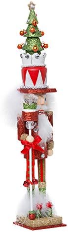 Kurt Adler Hollywood Tree Hat Nutracker, 15-Inch, Red and Green | Free-Standing Collectible Wooden Holiday Decoration