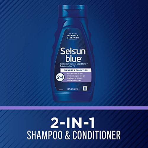 Selsun Blue 2-in-1 Antidandruff Shampoo & Conditioner, Maximum Strength 2-in-1 Treatment With Selenium Sulfide, 11 fl. oz.