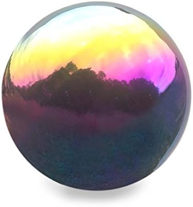 Plow & Hearth 10 Inch Stainless Steel Gazing Ball, Polished Reflective Weather Resistant Garden Globe Mirror Ball Sphere, Garden or Home Decoration