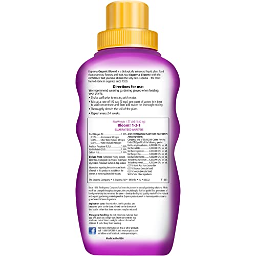 Espoma Organic Bloom! 16-Ounce Concentrated Plant Food – Plant Fertilizer and Bloom Booster for All Flowering Plants. Promotes Vigorous Growth and