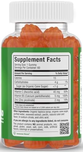 Maxi Health Vitamin C Gummies with Zinc – Vitamin C and Zinc Gummies for Kids & Adults – Immune Support + Respiratory Support – No Artificial