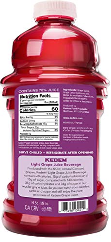 Kedem Light Concord Grape Juice, 64oz (2 Pack) 2/3 Less Calories Than Regular Kedem Grape Juice