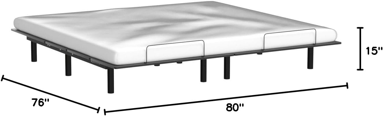 Sven and Son Essential Adjustable Bed Base (Frame) + 12 inch Memory Foam Matt (Medium), Easy Assembly, Head and Foot Lift, Memory Positions