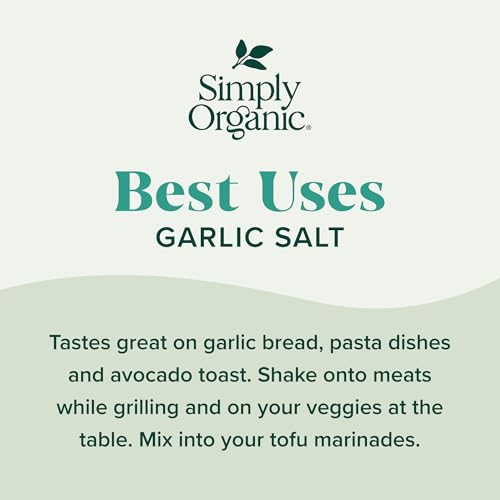 Simply Organic, Garlic Salt Organic, 4.7 Ounce | Perfect Blend of Salt, Garlic and Parsley for any Savory Dish