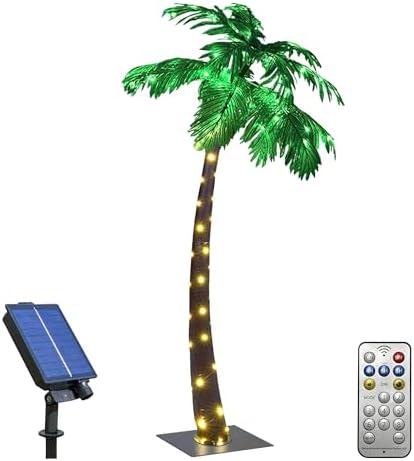 Lightshare 7 Feet Palm Tree 152LED Lights Artificial Fake Tree Decoration for Tiki Bar Outside Patio Porch Pool Christmas Nativity