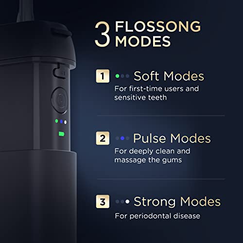 Water Flosser [ Mini Cordless Portable ] Oral Irrigator Water Teeth Cleaner Pick, Telescopic Water Tank, 3 Modes & IPX7 Waterproof