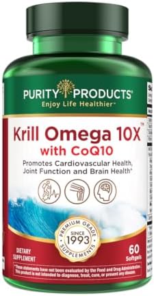 Krill Omega 10X more EPA & DHA with CoQ10 Super Formula from Purity Products. 60 SOFT GELS