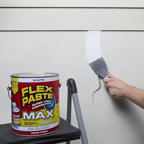 Flex Paste MAX, 12 lb Can, White, Waterproof Paintable Putty, Spackle Sealant, Fill Gaps Cracks Holes - Block Out Water and Air - UV Resistant - Walls