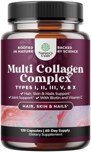 Advanced Multi Collagen Complex - Ageless Multi Collagen Peptides Supplements with Type 1 2 3 5 & X & Biotin for Hair