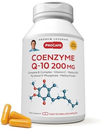 ANDREW LESSMAN Coenzyme Q-10 200 mg 30 Capsules - Essential for Energy Production and Optimum Key Organ Function, Anti-Oxidant Support, Depleted by Aging, Plus B-Complex. Easy to Swallow Capsules | 200 mg Coenzyme Q-10 plus bioavailable B Vitamins & Vita…