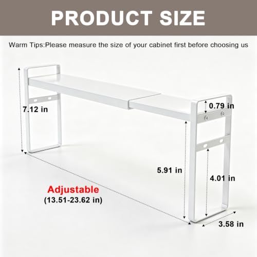 Medicine Cabinet Shelves, 3.58" Wide Metal Cabinet Shelf Organizer with Adjustable Tiers and Non-Slip Pads for Kitchen