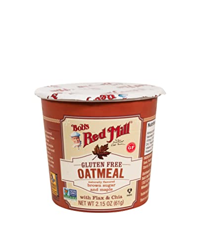 Bob's Red Mill GF Oatmeal Cup, Maple & Brown Sugar, 2.15 Ounce Cup (Pack of 12) - Non GMO, Whole Grain, Kosher