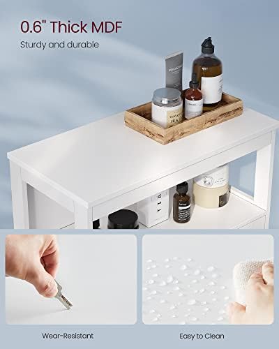 VASAGLE Bathroom Storage Cabinet, with 2 Doors, 31.5" H, Cloud White