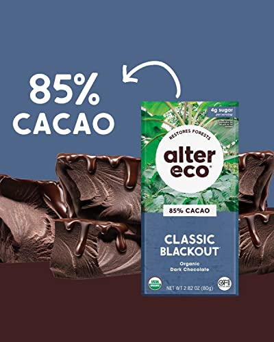 Alter Eco | Classic Blackout | 85% Pure Dark Cocoa, Fair Trade, Organic, Non-GMO, Gluten Free Dark Chocolate Bar, 12 Bars