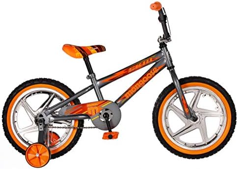 Mongoose Skid Bike, 16 Inch Bike for Kids Ages 3-7, BMX Style, Adjustable Seat Grows with Your Child, Mag Wheels, Training Wheels, Rear Coaster Brake