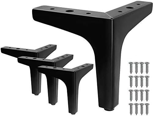 4 Pack 4 Inch Furniture Legs, Chrome Metal Polished Triangle Feet