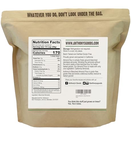 Anthony's Blanched Almond Flour, 2 lb, Finely Ground, Gluten Free, Non GMO, Vegan, Keto Friendly
