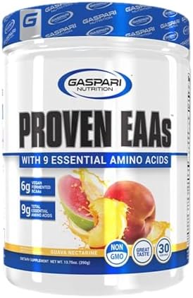 Gaspari Nutrition Proven EAAs, Vegan Fermented EAAs, Enhances Recovery & Replenishes Electrolytes, Non GMO (30 Servings, Guava Nectarine)