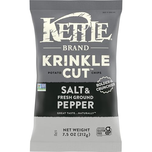 Kettle Brand Krinkle Cut Salt and Fresh Ground Pepper Potato Chips, 13 Oz