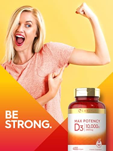 Carlyle Vitamin D3 10000 IU (250 mcg) | 400 Softgels | Value Size | Max Potency | Non-GMO, Gluten Free Supplement