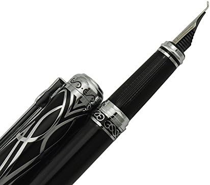 Duke Fude Nib Fountain Pen Medium to Broad Nature Mother Pearl on Cap with Pen Pouch sketching Art Drawing Signature Calligraphy Pen Case Set