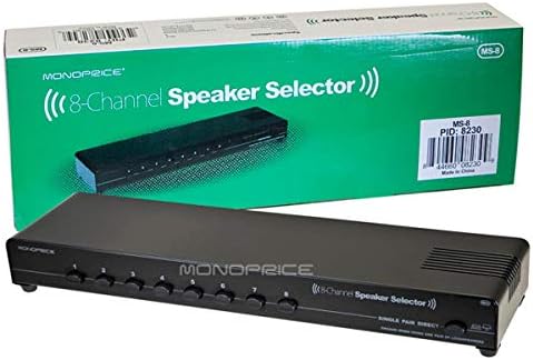 Monoprice 108230 8-Channel Speaker Selector - Black With Impedance Matching Protection, Up To 200 Watts Per Ch. Perfect for Home Theater Audio