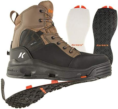 Korkers Buckskin Men's Wading Boots - Durable and Non-Corrosive - Includes Interchangeable Felt & Kling-On Soles