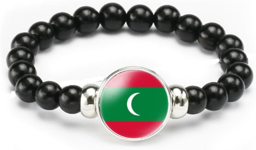 vmcoatdu National Flag Bracelet Elastic Rope Beaded Bracelet Support Your Country Travel Souvenir Gifts for Men Women