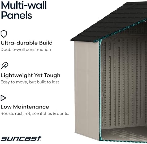 Suncast 8x10 Ft. Outdoor Storage Shed - Large Resin Outdoor Shed with Floor Included