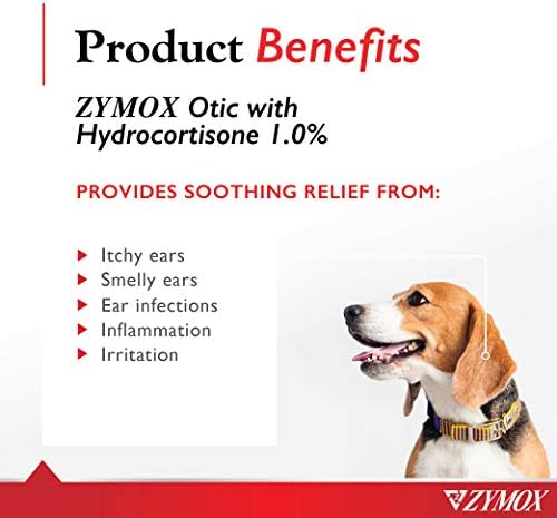 Zymox Otic Enzymatic Solution for Dogs and Cats to Soothe Ear Infections with 1% Hydrocortisone for Itch Relief, 8oz