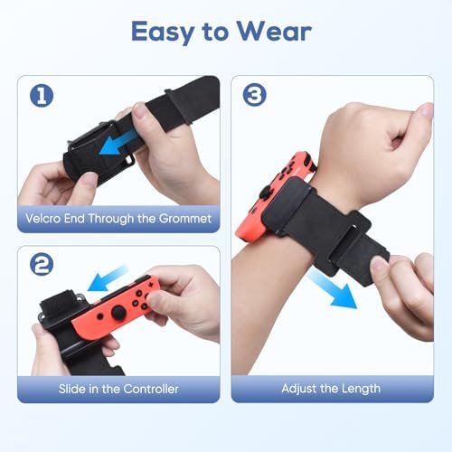 YUANHOT Adjustable Wrist Bands for Switch Joy-Con, Dance Workout, 2 Pack