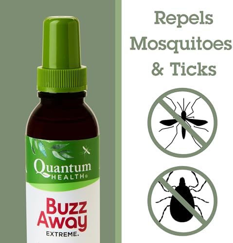Quantum Health Buzz Away Extreme Mosquito & Tick DEET-Free Repellent, 8 oz | Effective Outdoor Bug Spray, Kid-Friendly, Geraniol, Peppermint, Citronella, Thyme & Clove, Independent Field Tested