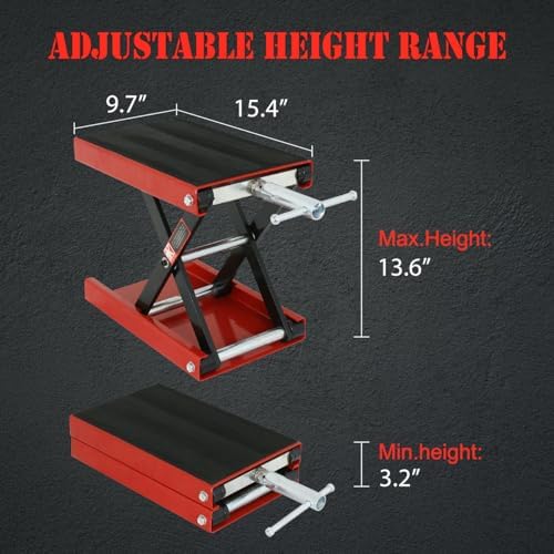 Motorcycle Lift 1100 LB Capacity Wide Deck Motorcycle Center Scissor Lift Jack Hoist Stand for Street Bikes Cruisers Touring Motorcycles Scooter ATVs