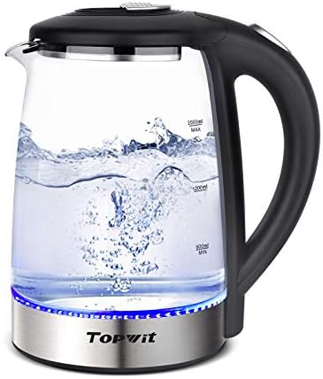 TOPWIT 2.0L Glass Electric Kettle, Hot Water Boiler, BPA-Free