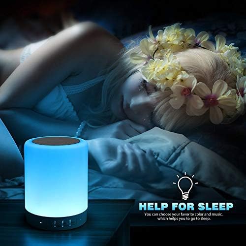 Night Light with Bluetooth Speaker, Touch Lamp Rechargeable Relaxing Cool | Elecstars Small Lamp, Aux Line-in and TF Card Supported