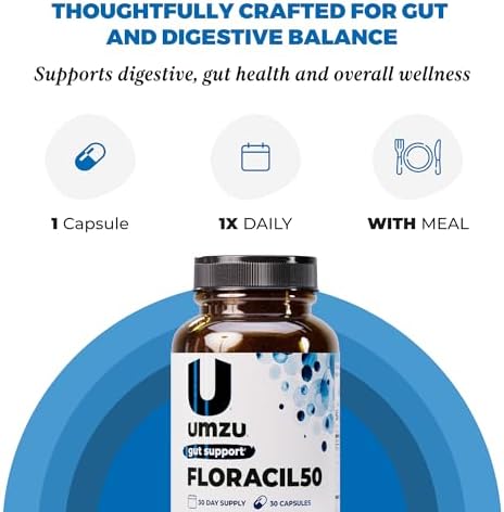 UMZU Floracil50 Probiotic Supplement, 50 Billion CFU, 30 Day Supply | Lactobacillus Acidophilus, Rhamnosus and Plantarum