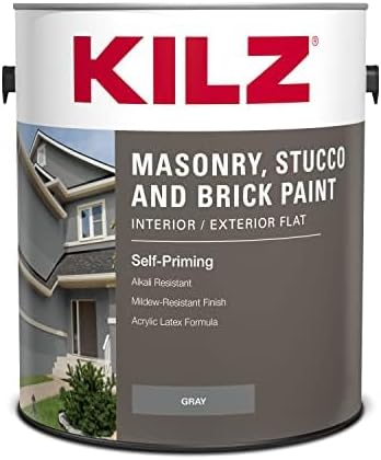 KILZ Self-Priming Masonry, Stucco and Brick Paint, GRAY, 1 Gallon