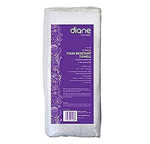 Diane 25106 Stain Resistant 100% Cotton Towels 16"x27" for Salon, Spa and Barber Shop - 12 Pack