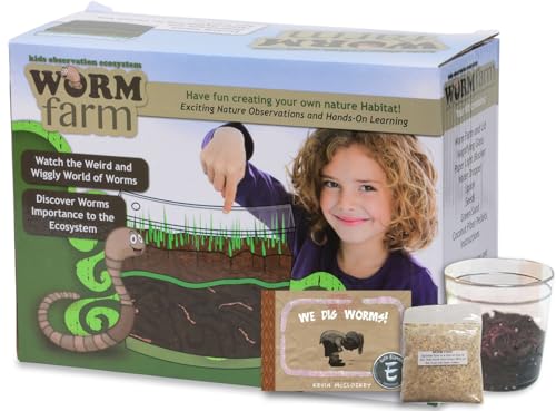 Worm Farm for Kids Kit with 20 Live Composting Worms, All-in-One Bundle | Watch composting in action with this complete kit with live worms included, all-in-one bundled engaging science project