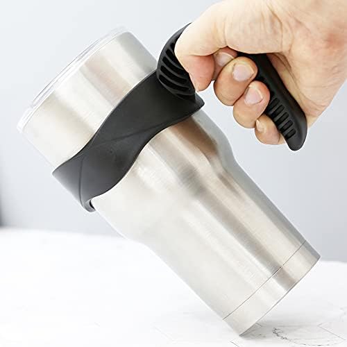 Tumbler Handle for 20 oz Yeti Rambler Cooler Cup, Rtic Mug, Sic, Ozark Trail Grip and more (20 Oz, Black)