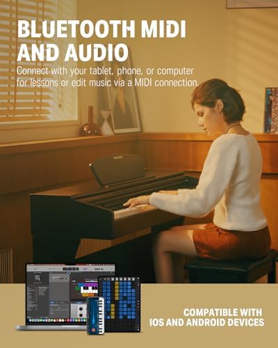 Donner DDP-300 Digital Piano with 88 Graded Hammer Action Weighted Keys, Record, Bluetooth, 10 Voices, 4 Reverb, Speakers