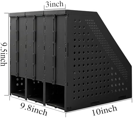 SAYEEC Collapsible Magazine Holder Plastic Desktop 4 Compartment File Rack Magazine Organizer Vertical File Divider Sorter Storage Document