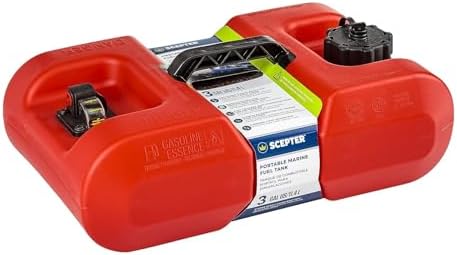 Scepter 6 Gallon Portable Marine Gas Can, Boat Fuel Tank with Top Handle | Underseat Design, 2-Way Vented Cap, Built-In Fuel Gauge and Pick-Up, EPA & CARB Compliant, 19.3"L x 12.2"W x 10.2"H (10511)