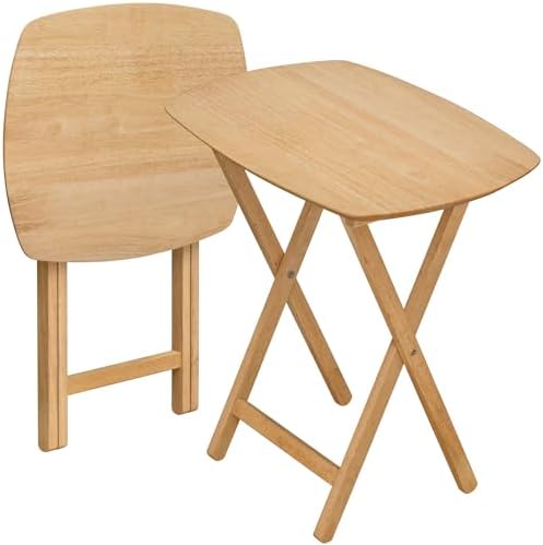 Oversized Hardwood Folding TV Tray Table, 25.5 Inches | Natural, For Dinner, For Eating