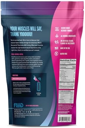 Fluid Recovery, Post-Workout Drink Mix, Whey Isolate Protein, L-Glutamine, Carbs, All Natural Ingredients, Gluten-Free, Lactose-Free (Tropical Fruit)