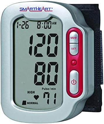 SmartHeart Automatic Wrist Digital Blood Pressure Monitor (1-Person, 90 Memory) | Adult Wrist Cuff, 90-Reading Memory, Automatic Inflation & Deflation