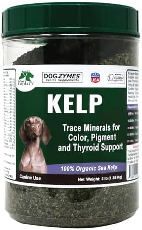 Dogzymes Organic Norwegian Kelp for Pets, a Valuable Nutrition Source Rich in Iodine to Support Gland Function, Especially The Thyroid (3 Pound)