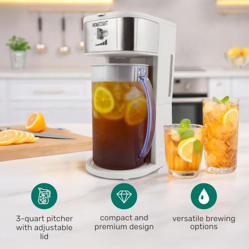 Homecraft 3-Quart Iced Coffee and Tea Maker with Filter Basket, Flavor Enhancer, Adjustable Brew Strength, Black