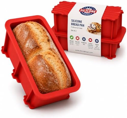 Silicone Large Bread Pan Set - Non-Stick 2PCS Baking Mold for Homemade Cakes, Breads, and Quiche | Premium Kitchen Pan | Dishwasher Safe 9.25L x 3.9W